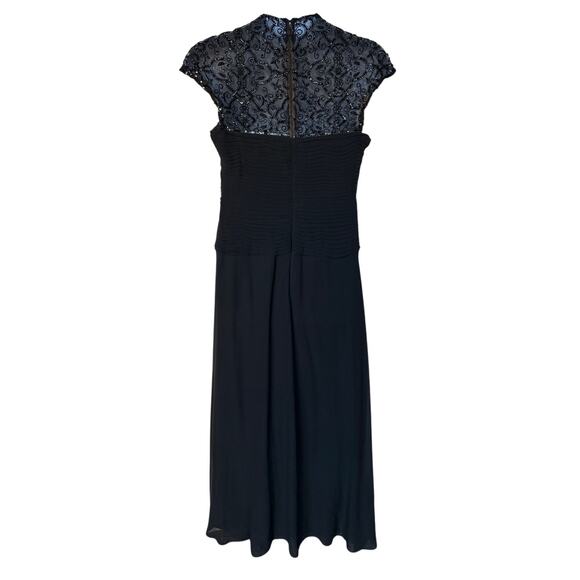 Tadashi Collection Vintage Maxi Silk Gown w Sequins, Beaded Lace, Pleats size 14 - Picture 7 of 16